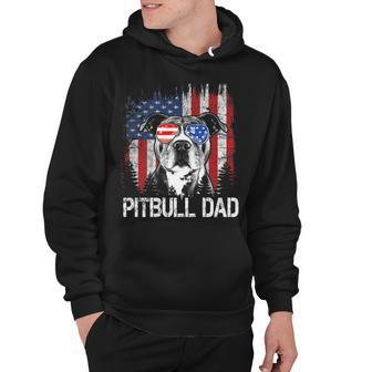 Mens Best Pitbull Dad Ever American Flag 4Th Of July Fathers Day Hoodie - Seseable