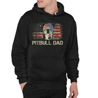 Mens Best Pitbull Dad Ever Patriotic American Flag 4Th Of July V2 Hoodie - Seseable