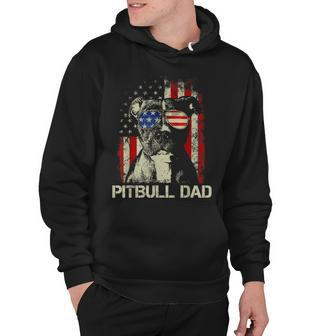 Mens Best Pitbull Dad Ever Us Flag 4Th Of July Patriotic Hoodie - Seseable