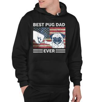 Mens Best Pug Dad Ever American Flag 4Th Of July Gift Hoodie - Seseable