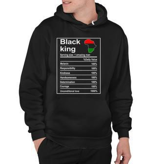 Mens Black History Month African Men Black King Nutrition Facts Hoodie | Mazezy