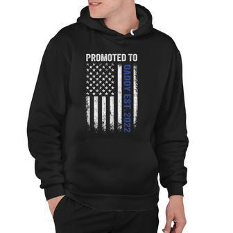 Mens Blue Line Promoted To Daddy 2022 Funny Police Dad On Back Hoodie | Mazezy