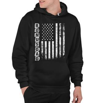 Mens Bonus Dad Gift Fathers Day American Flag 4Th Of July Hoodie - Seseable