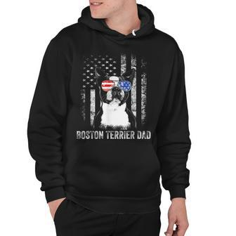 Mens Boston Terrier Dad American Flag 4Th Of July Dog Fathers Day Hoodie - Seseable