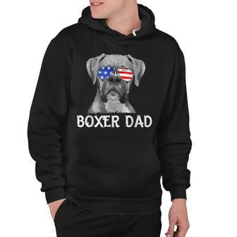 Mens Boxer Dad American Flag Patriotic Dog Lover 4Th Of July Hoodie - Seseable