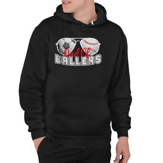 Mens Dad Of Ballers Baseball Soccer Ball Fathers Day Son Kids Hoodie | Mazezy