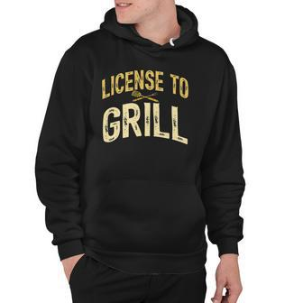 Mens Funny Dad Loves Bbq License To Grill Meat Smoking Vintage Hoodie | Mazezy