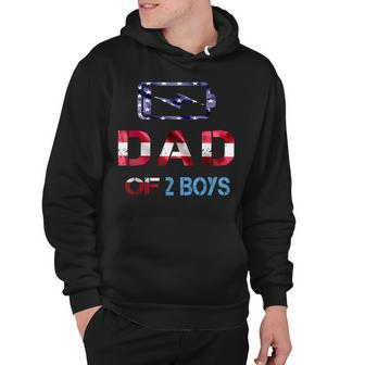 Mens Funny Fathers Day Dad Of 2 Boys American Flag 4Th Of July Hoodie - Seseable