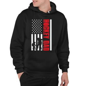Mens Hockey Dad 4Th Of July Us Flag Fathers Day Hoodie - Seseable