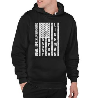 Mens Husband Daddy Hero Lineman Fathers Day Gift Hoodie | Mazezy