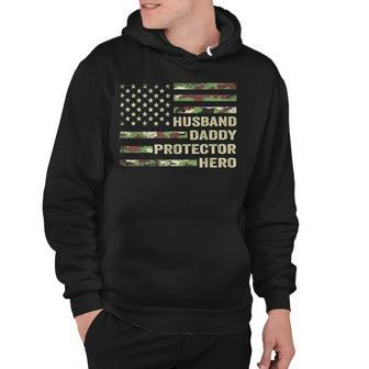 Mens Husband Daddy Protector Hero Fathers Day Flag Gift Hoodie | Mazezy