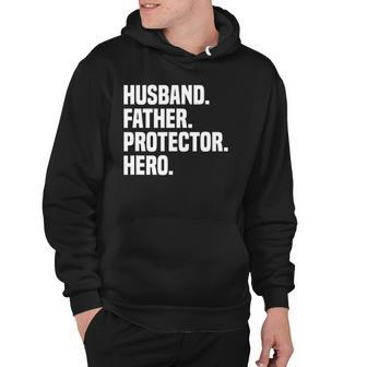 Mens Husband Father Protector Hero Funny Fathers Day Hoodie | Mazezy AU