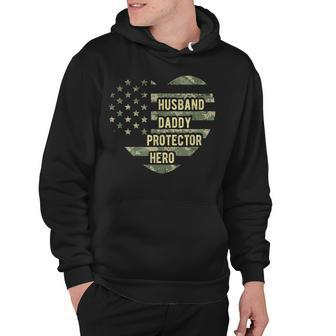 Mens Mens Husband Daddy Protector Heart Camoflage Fathers Day  Hoodie