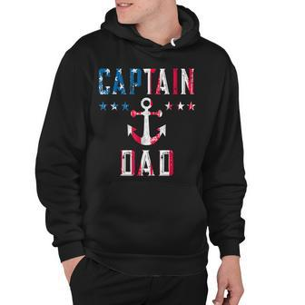 Mens Patriotic Captain Dad American Flag Boat Owner 4Th Of July Hoodie - Seseable