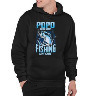Mens Popo Is My Name Fishing Is My Game Fathers Day Gifts Hoodie | Mazezy