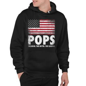 Mens Pops The Man Myth Legend Fathers Day 4Th Of July Grandpa Hoodie - Seseable