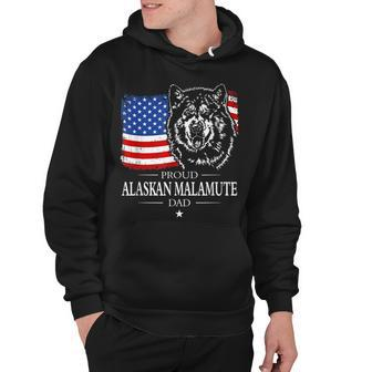 Mens Proud Alaskan Malamute Dad American Flag Patriotic Dog Gift Hoodie - Thegiftio UK