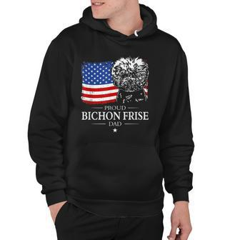 Mens Proud Bichon Frise Dad American Flag Patriotic Dog Gift V2 Hoodie - Thegiftio UK