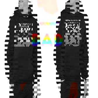 Mens Proud Dad Fathers Day Gift Lgbtq Rainbow Flag Gay Pride Lgbt Hoodie - Thegiftio