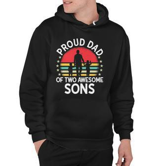 Mens Proud Dad Of Two Awesome Sons Cool Father Retro Hoodie | Mazezy