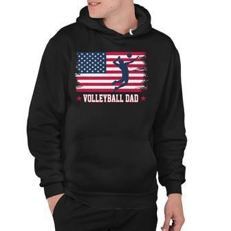 Mens Proud Volleyball Dad American Flag 4Th Of July Freedom Hoodie - Seseable
