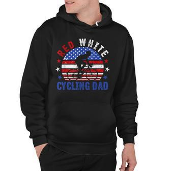 Mens Red White Cycling Dad 4Th Of July American Flag Gift Hoodie - Seseable