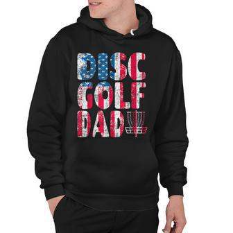 Mens Retro Disc Golf Dad American Flag 4Th Of July Fathers Day Hoodie - Seseable
