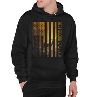 Mens Usa Flag Best Buckin Dad Ever Deer Hunting 4Th Of July Hoodie - Seseable