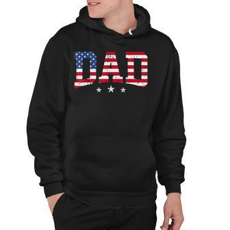 Mens Vintage Dad Fathers Day American Flag Usa Dad 4Th Of July  Hoodie