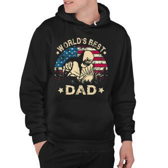 Mens Worlds Best Welder Dad T 4Th Of July American Flag Hoodie - Seseable