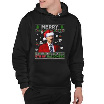 Merry 4Th Of Halloween Funny Biden Ugly Christmas Hoodie | Mazezy