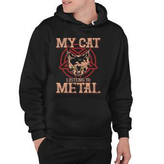 My Cat Listens To Metal Black Dark Rock Death Metal Hoodie | Mazezy