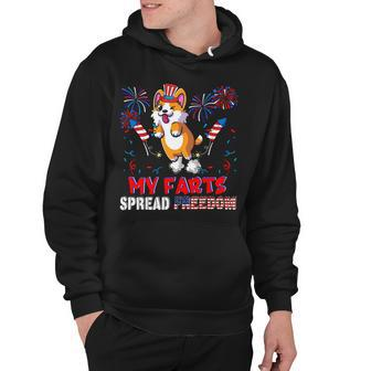 My Farts Spread Freedom Funny American Flag Corgi Fireworks V3 Hoodie - Monsterry