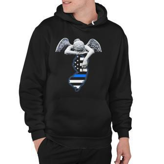 New Jersey Thin Blue Line Flag And Angel For Law Enforcement Hoodie - Thegiftio UK