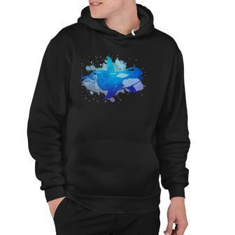 Orca Killer Whale Dolphin Retro Vintage Artistic Orca Whale Hoodie | Mazezy