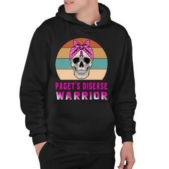Pagets Disease Warrior Skull Women Vintage Pink Ribbon Pagets Disease Pagets Disease Awareness Hoodie - Monsterry DE