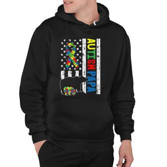 Papa Bear Matching Family Autism Awareness Gifts Us Flag Hoodie | Mazezy