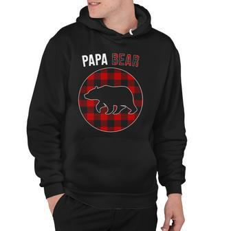 Papa Bear Red Plaid Matching Family Christmas Pajamas Hoodie | Mazezy
