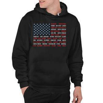 Patriotic July 4Th Usa American Flag All 50 State Names Hoodie - Seseable