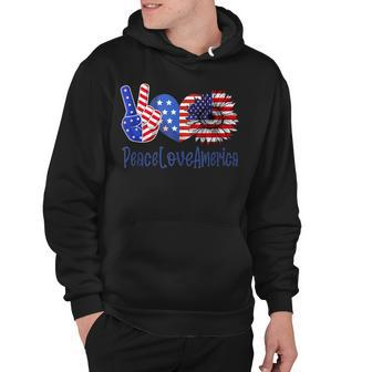 Peace Love America 4Th July Patriotic Sunflower Heart Sign V6 Hoodie - Seseable