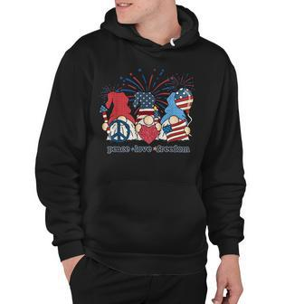 Peace Love Freedom Fireworks Gnomes 4Th Of July America Hoodie - Seseable