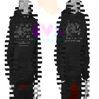 Peace Love Life Suicide Prevention Awareness Purple Ribbon Hoodie - Thegiftio