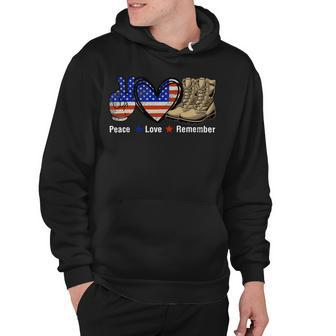 Peace Love Remember Combat Boots Usa Flag Veteran Day T-Shirt Hoodie - Monsterry