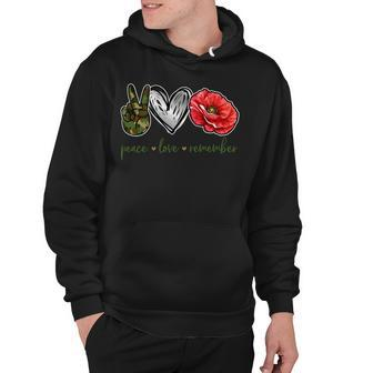Peace Love Remember Red Poppy Flower Soldier Veteran Day T-Shirt Hoodie - Monsterry CA