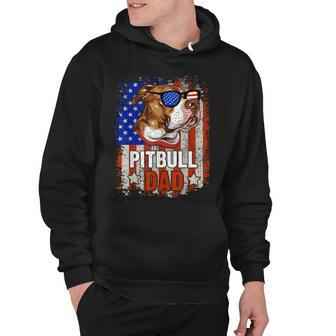 Pitbull Dad 4Th Of July American Flag Glasses Dog Men Boy Hoodie - Seseable