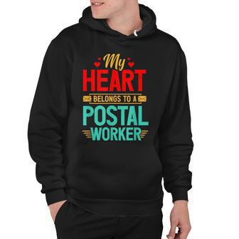 Postal Worker Heart Belongs Mailman Wife Post Mail Carrier Hoodie - Thegiftio UK