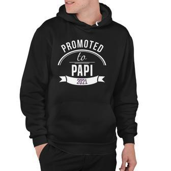 Promoted To Papi Est 2021 Gift First Time Dad Fathers Day Hoodie | Mazezy