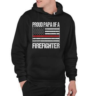 Red Line Flag Proud Papa Of A Firefighter Fireman Hoodie | Mazezy
