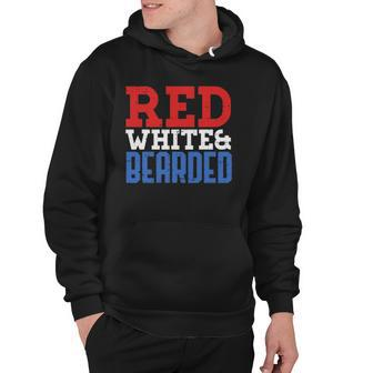 Red White And Bearded Funny 4Th Of July Pride Patriot Men Hoodie | Mazezy
