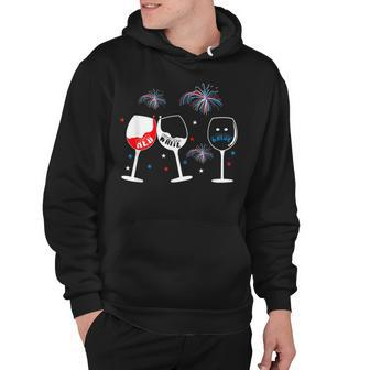Red White And Blue Funny Wine Glass For 4Th Of July Hoodie - Seseable